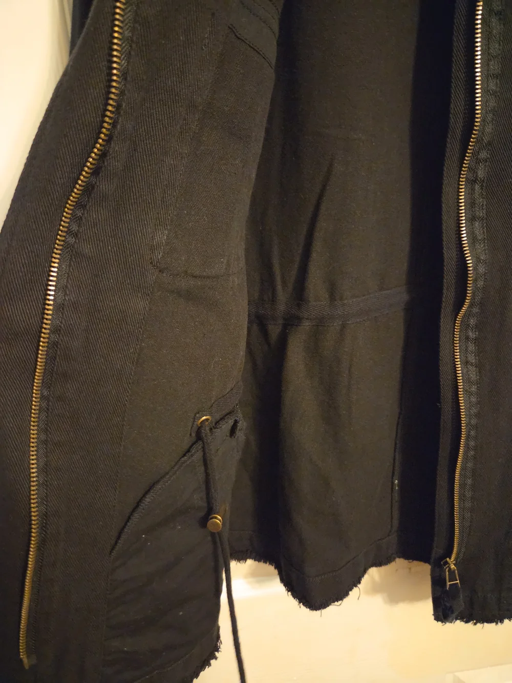 Indigo Black Utility Jacket with Beaded Red & White Accents